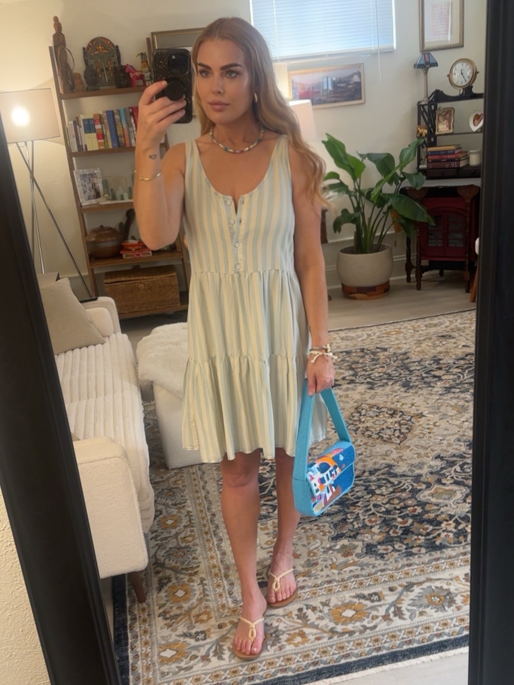 NWT Velvet Heart 🍋Amalfi Coast 🍋Striped Tencel Tiered Babydoll Dress Size Small